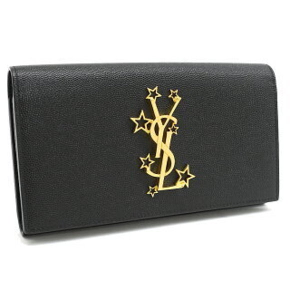 Saint Laurent Fold Long Wallet Caviar Leather Black Star - Picture 1 of 8